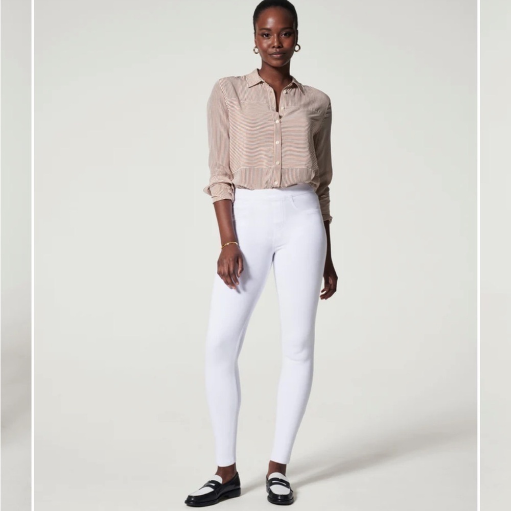 Spanx White Jean-ish Ankle Leggings Size Medium Bride Bridal Bachelorette